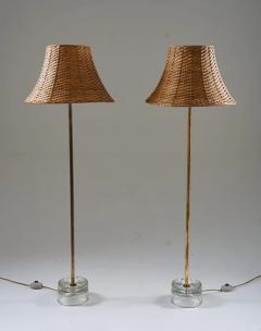  Tran s Stilarmatur AB Pair of Swedish Floor Lamps in Brass and Glass by Stilarmatur Tran s - 2915911