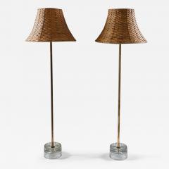  Tran s Stilarmatur AB Pair of Swedish Floor Lamps in Brass and Glass by Stilarmatur Tran s - 2920562