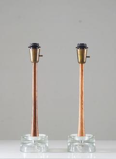  Tran s Stilarmatur AB Pair of Swedish Table Lamps in Wood and Glass by Stilarmatur Tran s - 3102301