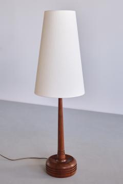  Tran s Stilarmatur AB Tall Stilarmatur Tran s Table Lamp in Teak Wood with Cone Shade Sweden 1960s - 3286683