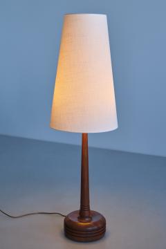  Tran s Stilarmatur AB Tall Stilarmatur Tran s Table Lamp in Teak Wood with Cone Shade Sweden 1960s - 3286688