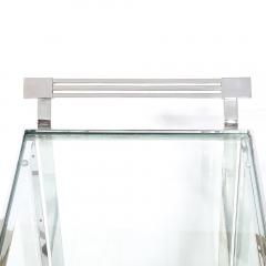  Treitel Gratz Co Art Deco Polished Nickel Two Tier Serving Cart w Glass Doors by Treitel Gratz - 4514376