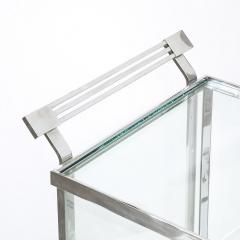  Treitel Gratz Co Art Deco Polished Nickel Two Tier Serving Cart w Glass Doors by Treitel Gratz - 4514377