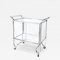  Treitel Gratz Co Art Deco Polished Nickel Two Tier Serving Cart w Glass Doors by Treitel Gratz - 4515392