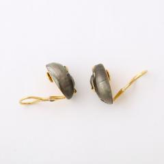  Trianon Iridescent Grey Shell Earrings Set in 18k Gold Inlaid Blue Topaz by Trianon - 3197608