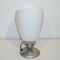  Tronconi 1970s Italian Pair of Satin Nickel White Glass Organic Tulip Lamps by Tronconi - 1202623