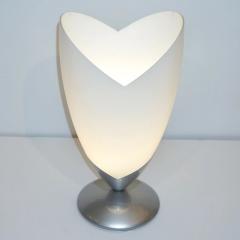  Tronconi 1970s Italian Pair of Satin Nickel White Glass Organic Tulip Lamps by Tronconi - 1202626