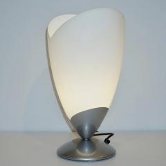  Tronconi 1970s Italian Pair of Satin Nickel White Glass Organic Tulip Lamps by Tronconi - 1202629