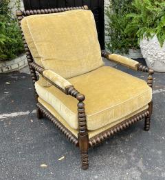  Tucker Marks 19th C Style Tucker Marks Walnut Spindle Chair With Gold Velvet - 2789820