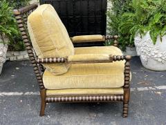  Tucker Marks 19th C Style Tucker Marks Walnut Spindle Chair With Gold Velvet - 2789822