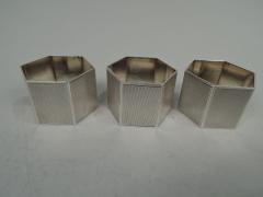  Turner Simpson Set of 3 English Art Deco Sterling Silver Napkin Rings - 3760173