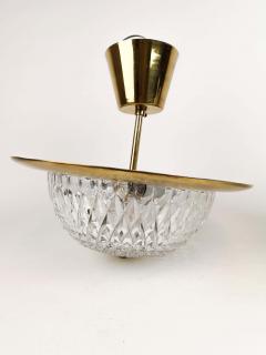  Tyringe Konsthantverk 1960s Brass and Crystal Celling Lamp by Tyringe for Orrefors Sweden - 2405056