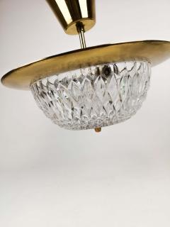  Tyringe Konsthantverk 1960s Brass and Crystal Celling Lamp by Tyringe for Orrefors Sweden - 2405093