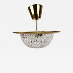  Tyringe Konsthantverk 1960s Brass and Crystal Celling Lamp by Tyringe for Orrefors Sweden - 2407833
