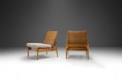  ULUV Kr sn jizba Pair of Upholstered Rattan and Wood Chairs for ULUV Czechoslovakia ca 1960s - 3657217