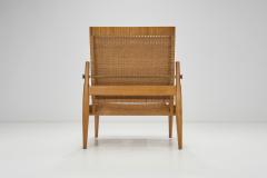  ULUV Kr sn jizba Pair of Upholstered Rattan and Wood Chairs for ULUV Czechoslovakia ca 1960s - 3657221