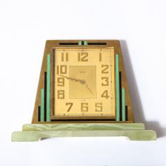  Udall Ballou Swiss Art Deco Machine Age Skyscraper Style Hand Painted Brass Onyx Clock - 2220139