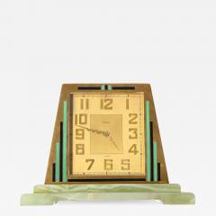  Udall Ballou Swiss Art Deco Machine Age Skyscraper Style Hand Painted Brass Onyx Clock - 2221903