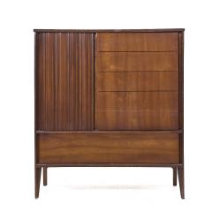  Unagusta Forward Furniture Unagusta Mid Century Walnut Curved Highboy Dresser - 3943062