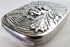  Unger Brothers Art Nouveau Sterling Silver Match Safe Indian Head American Circa 1905 - 888415