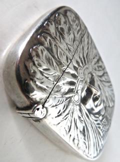  Unger Brothers Art Nouveau Sterling Silver Match Safe Indian Head American Circa 1905 - 888416