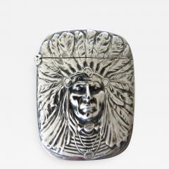  Unger Brothers Art Nouveau Sterling Silver Match Safe Indian Head American Circa 1905 - 907584