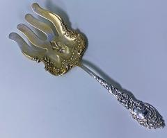  Unger Brothers Passaic by Unger Sterling Silver Asparagus Fork gold washed C 1900  - 3006381