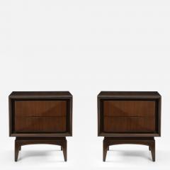  United Furniture Corporation Diamond Front Walnut Nightstands - 3360541