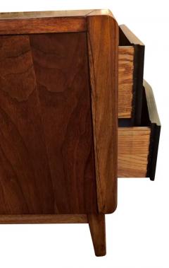  United Furniture Corporation Expertly Restored United Furniture Walnut Diamond Pair Nightstands Mcm 1960s - 4126493