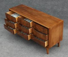  United Furniture Corporation Expertly Restored United Furniture Walnut Diamond Triple Dresser 9 Drawers 1960s - 3321960