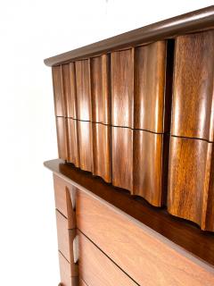  United Furniture Corporation Mid Century Modern United Furniture Sculptural Walnut Tallboy Dresser Chest - 3356458