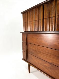  United Furniture Corporation Mid Century Modern United Furniture Sculptural Walnut Tallboy Dresser Chest - 3356460