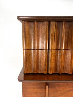  United Furniture Corporation Mid Century Modern United Furniture Sculptural Walnut Tallboy Dresser Chest - 3356482