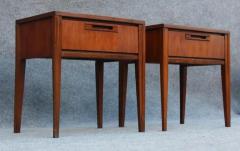  United Furniture Corporation Pair of United Furniture Walnut Single Drawer Nightstands Mid Century Modern - 3303768
