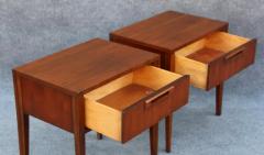 United Furniture Corporation Pair of United Furniture Walnut Single Drawer Nightstands Mid Century Modern - 3303831