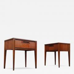  United Furniture Corporation Pair of United Furniture Walnut Single Drawer Nightstands Mid Century Modern - 3304511