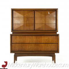  United Furniture Corporation United Diamond Mid Century Walnut Highboy Dresser - 3688536