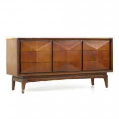  United Furniture Corporation United Diamond Mid Century Walnut Lowboy 9 Drawer Dresser - 3688300