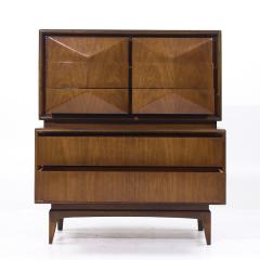  United Furniture Corporation United Furniture Mid Century Diamond Walnut Highboy Dresser - 4172920