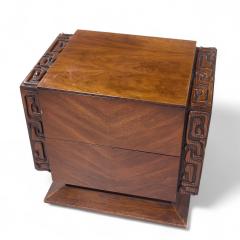  United Furniture Corporation United Mid Century Walnut Tiki Brutalist Nightstands Pair - 4221166
