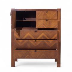  United Furniture Corporation United Tiki Brutalist Mid Century Walnut Gentleman s Chest Highboy Dresser - 4226624
