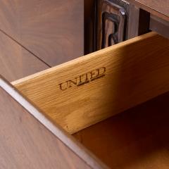 United Furniture Corporation United Tiki Brutalist Mid Century Walnut Lowboy Dresser - 4227033