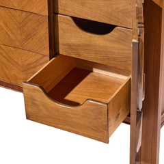  United Furniture Corporation United Tiki Brutalist Mid Century Walnut Lowboy Dresser - 4728884