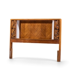  United Furniture Corporation United Tiki Brutalist Mid Century Walnut Queen Headboard - 4743190