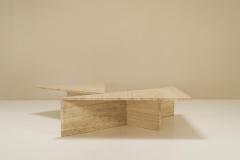  Up Up Large Triangular Travertine Coffee Table in The Style of Up Up Italy 1970s - 2998326