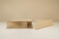  Up Up Large Triangular Travertine Coffee Table in The Style of Up Up Italy 1970s - 2998328