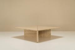  Up Up Large Triangular Travertine Coffee Table in The Style of Up Up Italy 1970s - 2998331