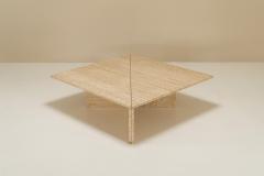  Up Up Large Triangular Travertine Coffee Table in The Style of Up Up Italy 1970s - 2998332