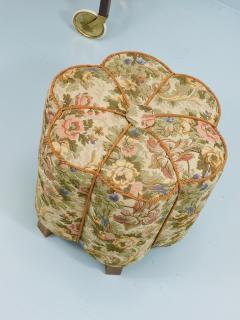  Up Z vody Art Deco Floral Tapestry Stool Tabouret Pouf Ottoman Vienna Austria 1930s - 4571379