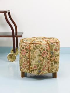  Up Z vody Art Deco Floral Tapestry Stool Tabouret Pouf Ottoman Vienna Austria 1930s - 4571381